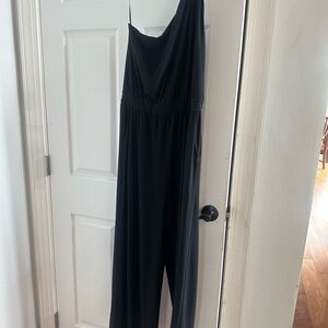 Kaileigh One-Shoulder Black Jumpsuit